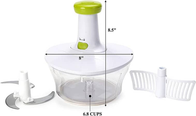 Food Chopper: Large 6.8-Cup, Quick & Powerful Manual Hand Held Chopper/Mixer to Chop Fruits, Vegetables, Herbs, Onions for Salsa, Salad, Pesto, Hummus, Guacamole, Coleslaw,