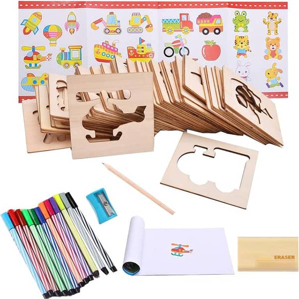 A to Z complete Alphabet Kids Wooden Drawing Stencils