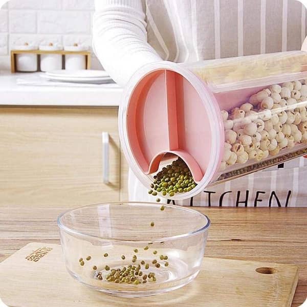 4 Grid Cereal & Dry Food Storage Containers, Airtight Lid Suitable for Kitchen Cereal, Flour, Sugar, Coffee, Rice, Nuts, Snacks