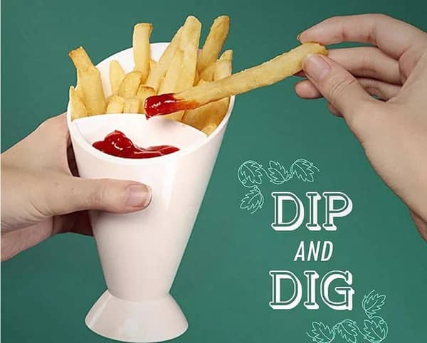 French Fry Cone Dipping Cups For French Fries And Veggies, French Fry Holder & Ketchup Cups Set, Stand & Sauce Serving, 2 In 1 French Fry Cone