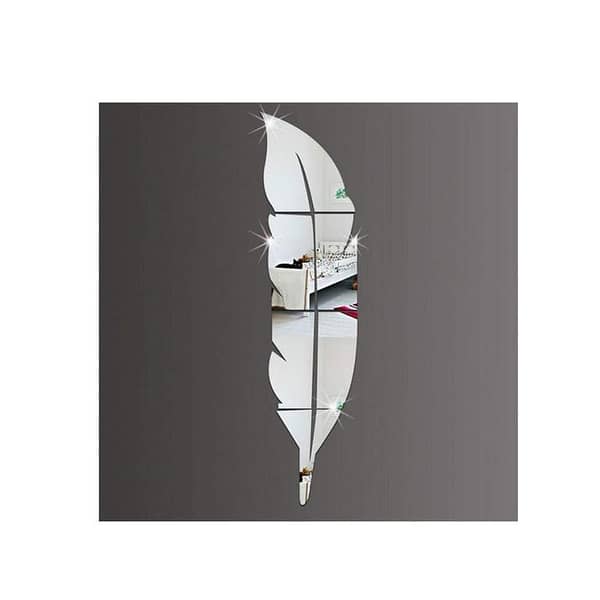 Mirror Wall Decor Sticker Leaf Shape Art Wall - Rounded Corner Acrylic Removable Mirror Set (29 x 7 Inches, 6 Pack)