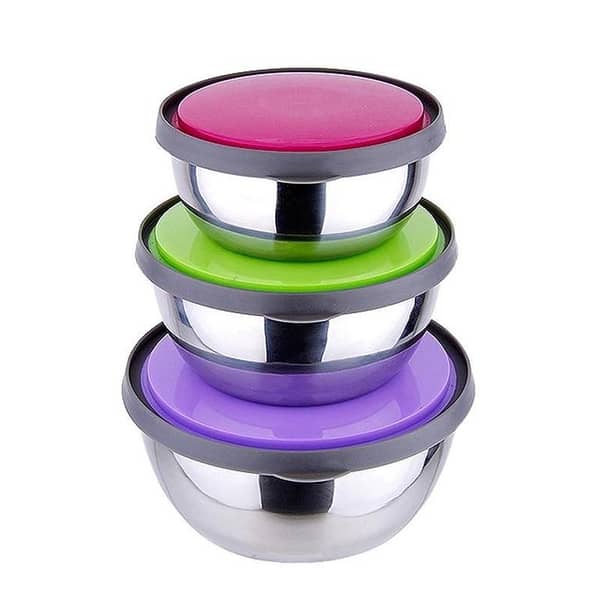 3Pcs Stainless Steel Seal Bowl with Lids, Mixing Bowls Food Storage Box Container For Cooking Supplies