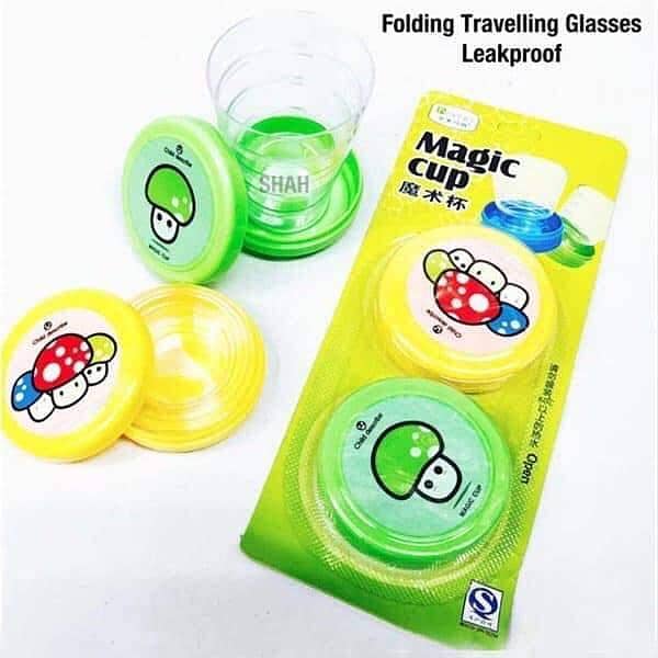 Folding Collapsible Magic Cup Mug Glass for Travel, Outdoors, Hiking - Set of 2