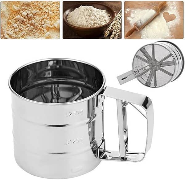 Flour Sifter - Stainless Steel Mesh Sieve Strainer Cup Cake Baking - Kitchen Tool