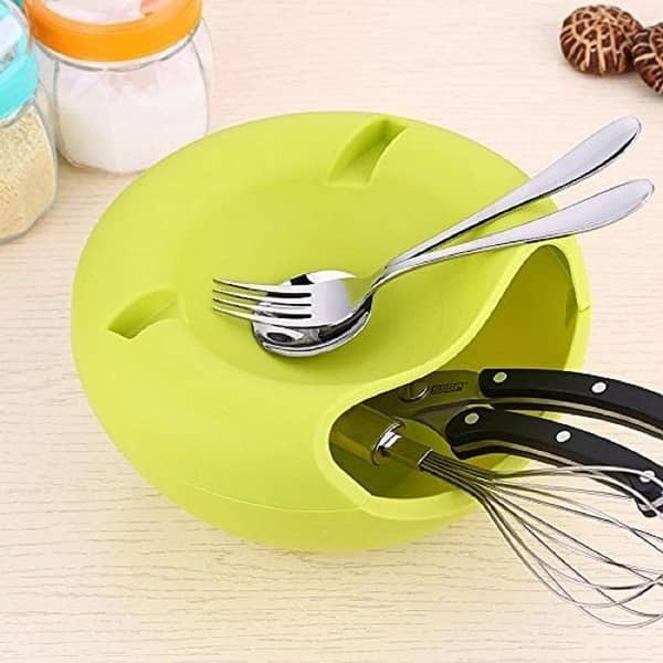 Lazy Snack Bowl Plastic Double Layers Snack Storage Box Bowl Fruit Plate Bowl With Phone Holder