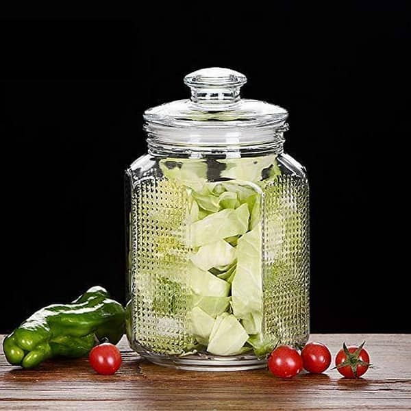 Glass Jar and Container (2000 ml) with Rust Proof Air Tight Lid 2 Liter for Kitchen Storage Pickle jar Round Glass jar Sauce jar jam jar (1 PCS)