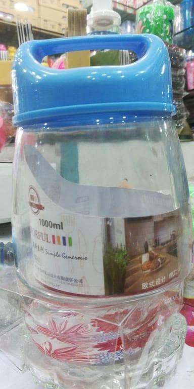 Jar Set With plastic  Lid - Set of 3 - Transparent Glass