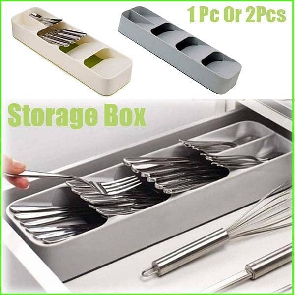 Compact Drawer Kitchen Cutlery Storage Container with Individual Compartments