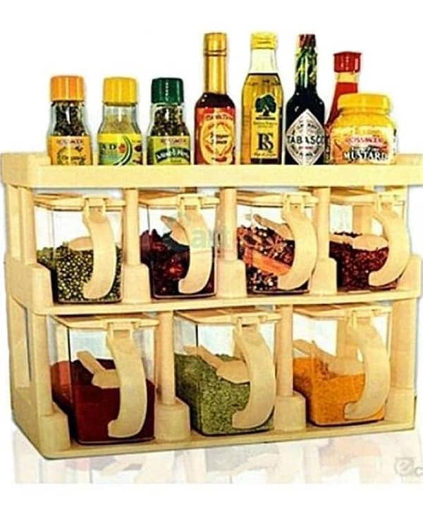 Kitchen style spice box: plastic jars on a three-tier stand (Spice Containers & Racks) by [Brand/Model Name if present]