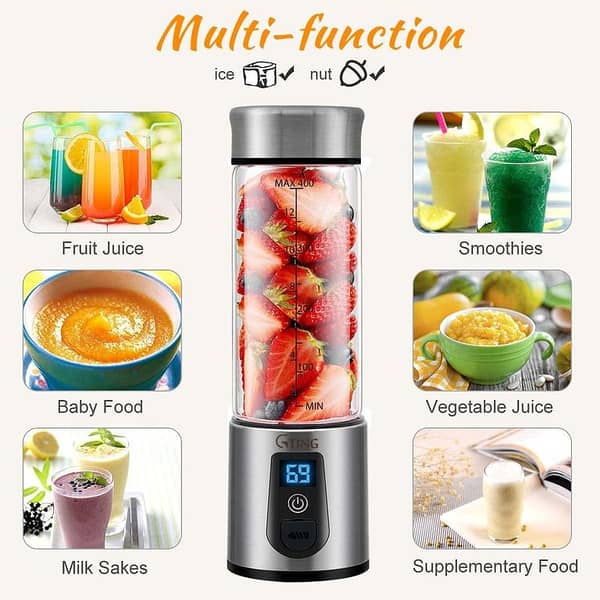 Portable USB Rechargeable Blender – Single-Serve Personal Size 380ml (FDA, BPA-free) by [Brand Name]