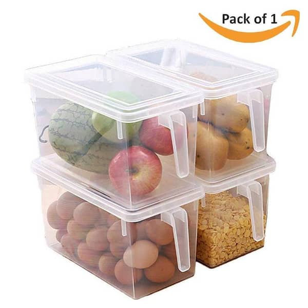 Plastic Storage Box with Handle and Cover for Fruits, Vegetables, and Kitchen Organization