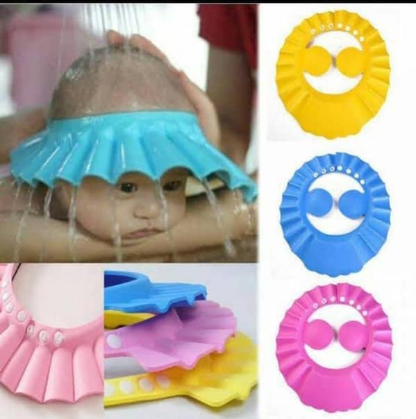 Pack of 3 Soft Adjustable Baby Shower Caps for Toddlers and Kids