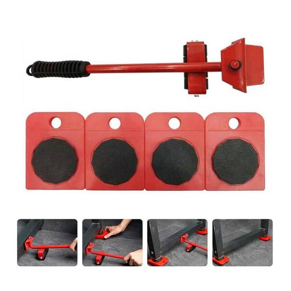 Mobile Heavy Object Handling Tools with 4 Rollers and Cork Bar for Adjustable Furniture Lifts