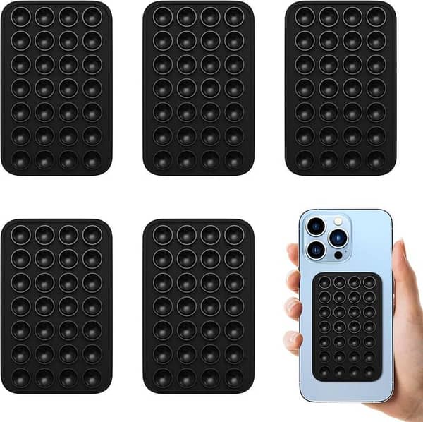 2 Pcs Silicone Suction Phone Case Mount with Adhesive, Anti-Slip Hands-Free Holder for iPhone and Android