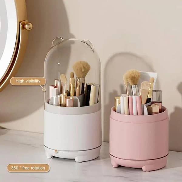 Makeup Brush Storage with 360° Rotation for Easy Access