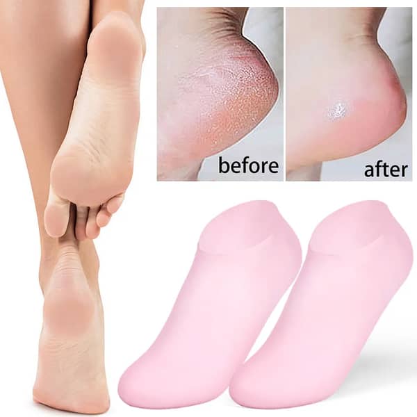 Moisturizing Socks Silicone Gel Heel Pad Socks, Skin Color, Half Heel Pads