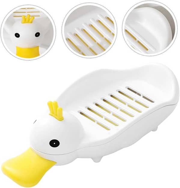 Duck Soap Tray - Decorative White PP Soap Dish