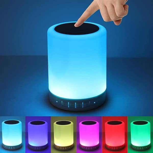 Night Light Bluetooth Speaker with Touch Control LED Lamp and Wireless Audio