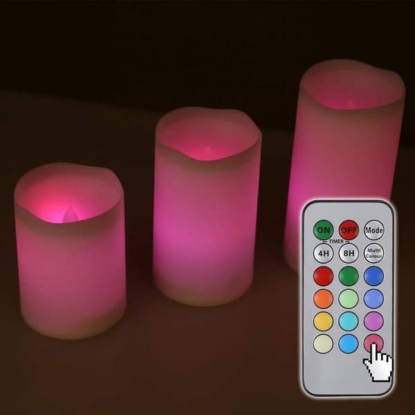 SWEETIME Colored Flameless Candles with Timer and Remote - Color Changing LED Tealights, Battery-Operated Votive Candles