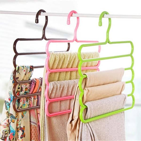 Multifunctional 5-Layer Clothes Hanger Set (Pack of 4) - Multi-Slot Wardrobe Organizer