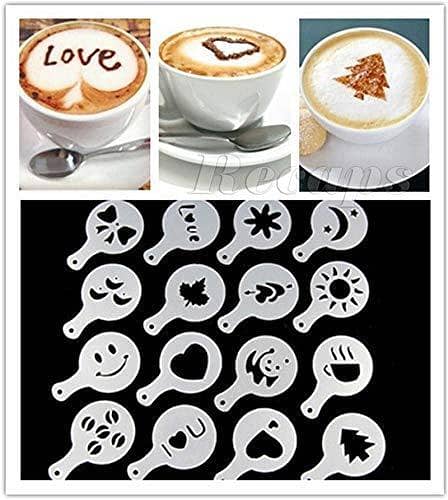 16Pcs Set Decor Barista Duster Art Tool Cappuccino Latte Stencil PP Plastic Coffee Mold
