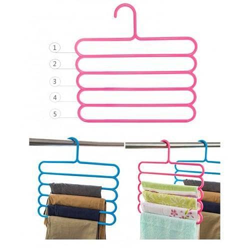 Hanger Wardrobe Storage Organizer Rack 5-Layer for Pants and Clothing