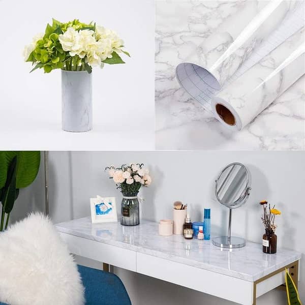 Pack of 2 Marble Wallpaper 60x200 cm Self-Adhesive Granite Paper for Furniture and Surfaces (17.71 in x 78 in) Peel-and-Stick