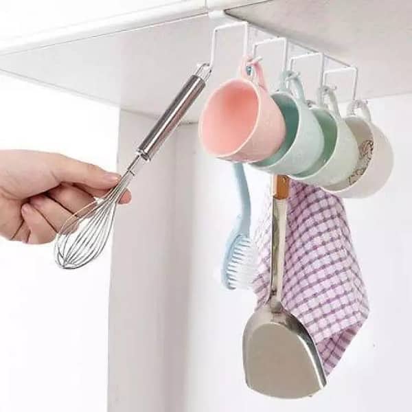 Metle Hook Hanger Mounted Storage Hanging Rack with 10 Hooks Cupboard/Cabinet/Closet/Chest/Shelf Hanger Storage Organizer Holder for Bedroom, Living Room, Kitchen, Office