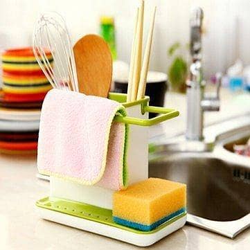 3 in 1 Plastic Sink Caddy: Sponge, Cloth, and Brush Holder
