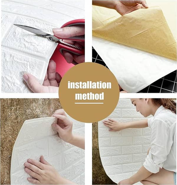 5 Pieces of 3D Brick Wallpaper; Detachable Peel-and-Paste PE Foam Wall Sticker for Living Room and Office