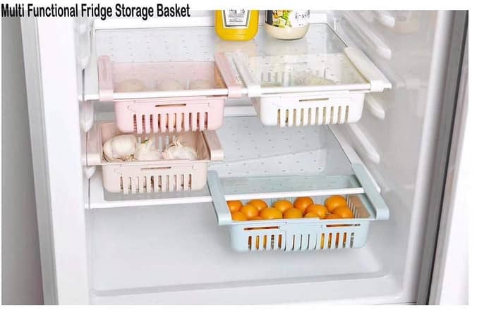 Adjustable Plastic Fridge Storage Rack for Vegetables and Fruits
