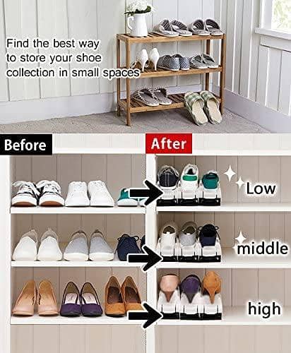Shoe Organiser Slots - Adjustable Double-Layer Shoe Stacker for Space-Saving Storage