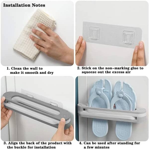 Folding Slippers Rack 3-in-1 Wall-Mounted Shoe Organizer and Towel Holder by ABS Plastic