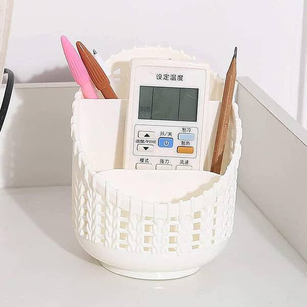 Flexible Plastic Multipurpose Desktop Storage Basket for Pens, Pencils, Remotes, Cosmetic Brushes, and More (Multicolor, Small)