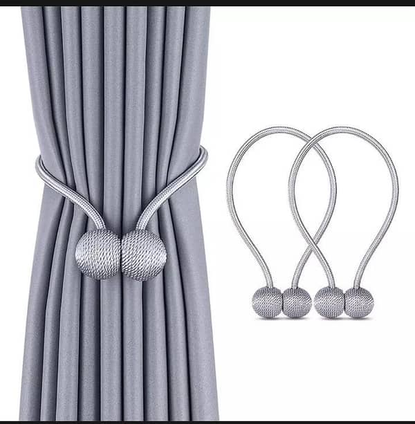 2 Pieces Magnetic Curtain Tie Backs in Grey, Decorative and Practical for Home, Office, or Hotel