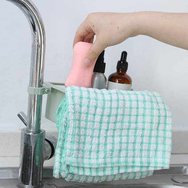 Faucet Clip Drain Rack for Sink - Multifunction PP Holder with Hooks