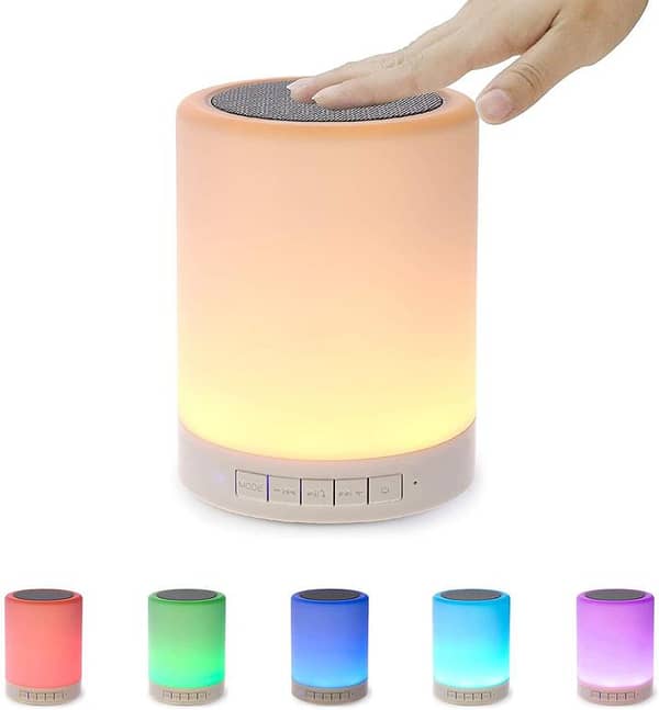 Night Light Bluetooth Speaker: Portable Wireless Speaker with Touch-Control Lamp and Bedside Night Light