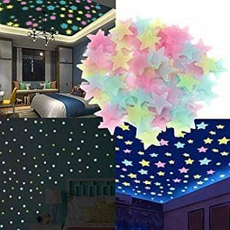 Wall stickers with glow-in-the-dark stars, set of 100 adhesive stars for boys and girls room decoration