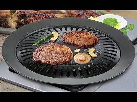 Smokeless Indoor BBQ Grill by Chefmaster - 12-3/8 Inch Iron Plate, Boxed for Home Use