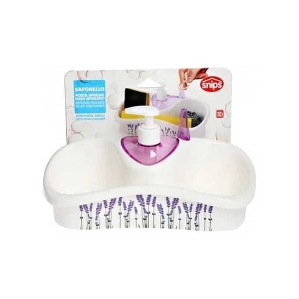 High-Quality White Plastic Soap Dispenser and Sponge Holder Combo