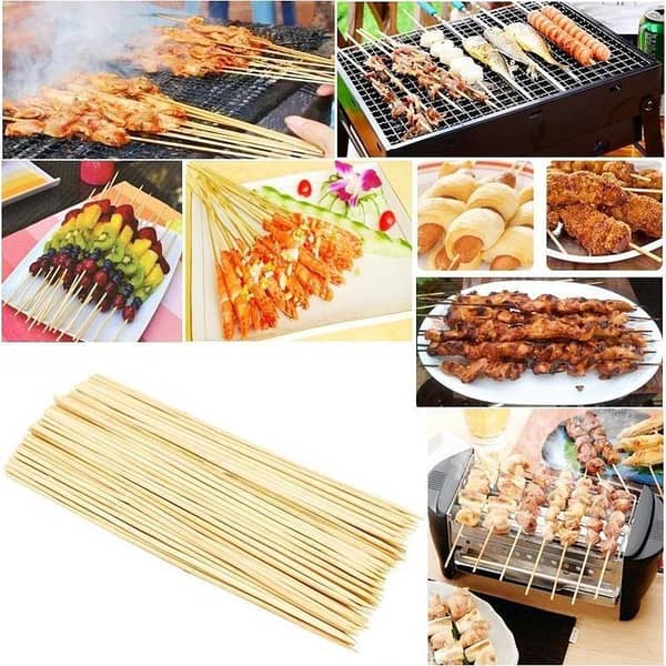 Disposable Bamboo Barbecue Skewers – Extra Long Wooden Sticks, Pack of 40