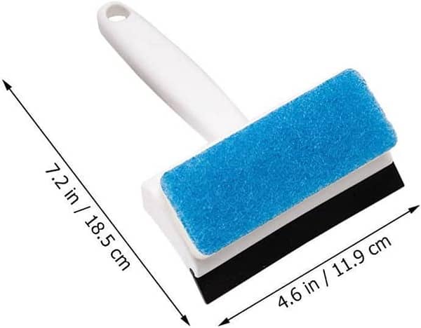 2-in-1 Window Squeegee with Sponge Cleaning Brush for Shower,Window, Car Glass, Tile, Mirror, Clean Brush for Household Bathroom (Blue White)