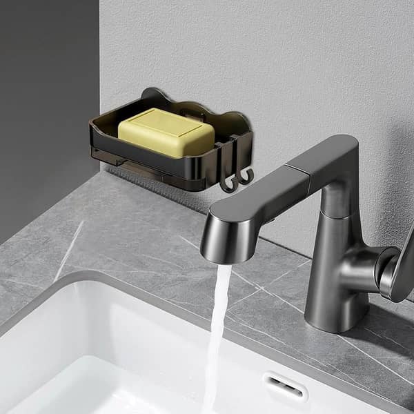 Wall Mounted Soap Dish with Removable Container and Hooks for Kitchen
