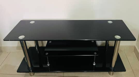 Black Glass LED Console Table