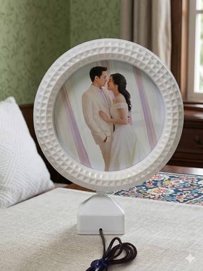 White frame with warm yellow light perfect for home decor