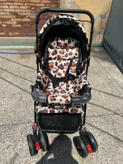 Baby Stroller / Pram – Lightweight Foldable with Leopard Print Seat