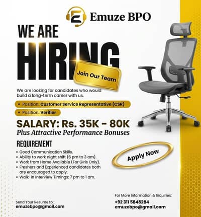 Urgent Hiring CSR And Verifier Come and join