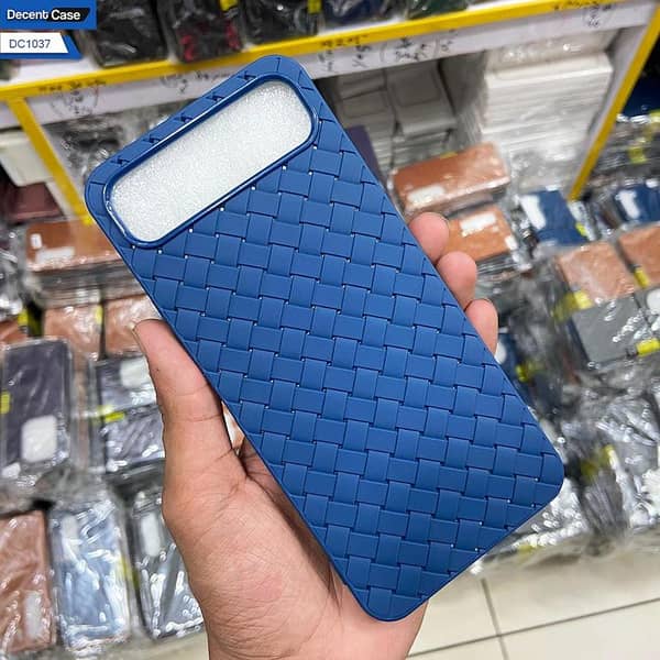 Infinix Smart 10 Plus Blue Silicone Back Case with Woven Texture