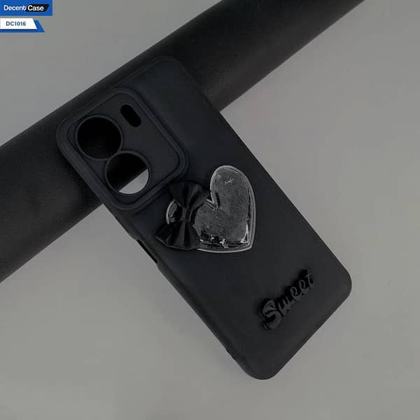 Xiaomi Poco C65 Soft Silicone Case with 3D Love Heart and Moving Shiny Stars