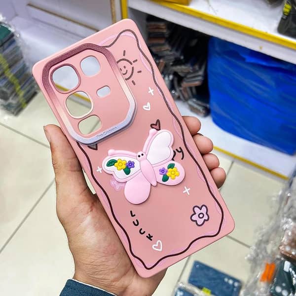 Infinix Note 50 Pro Pink Cover - Cute 3D Butterfly Case for Girls